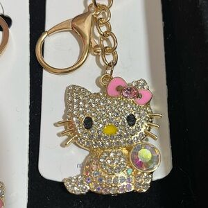 Hello Kitty Gold Keychain with Pink Bow